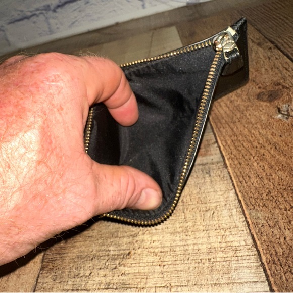 COACH - SLIM Long BLACK Leather Zip CLUTCH pouch wallet - Picture 5 of 5